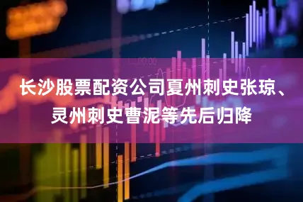 长沙股票配资公司夏州刺史张琼、灵州刺史曹泥等先后归降